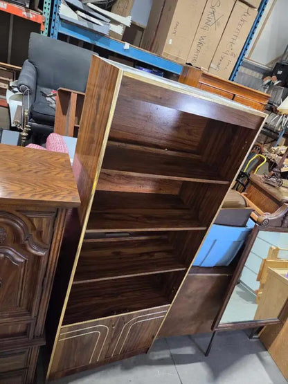 Vintage Wood Veneer Bookcase