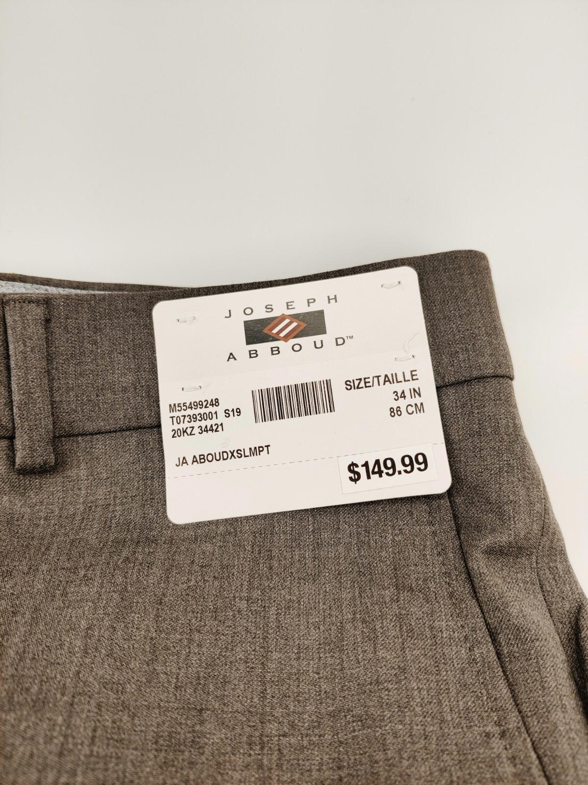 NWT Joseph Abboud Wool Grey Unhemmed Trousers Men's Size 34