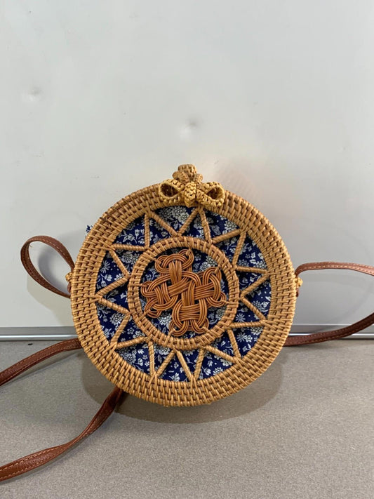 Vintage hand made Pastoral Style Woven Rattan Crossbody Bag