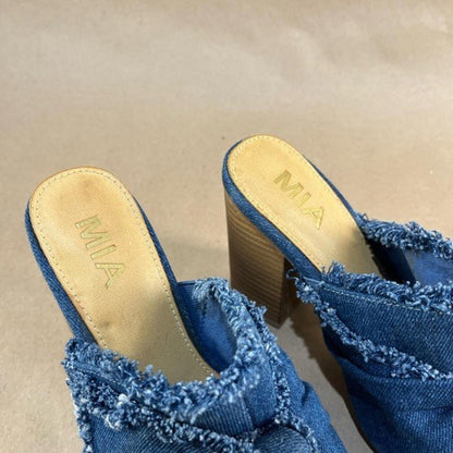 MIA Women's Frayed Denim Mules Size US 6