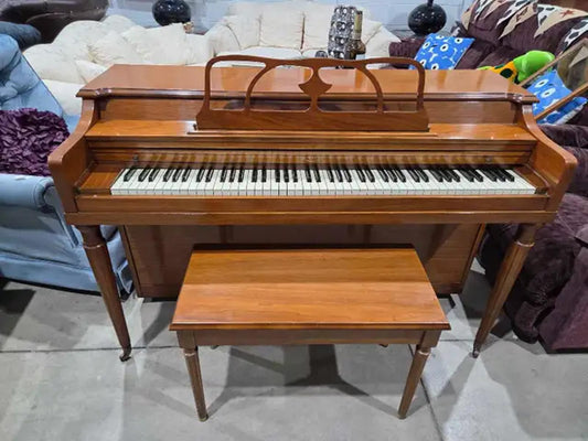 Stunning Winter Piano & Bench - 1970s