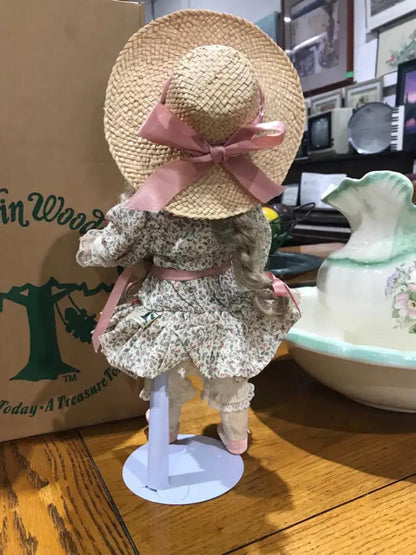 1987 Robin Woods Doll with Flower Basket and Straw Hat 15”