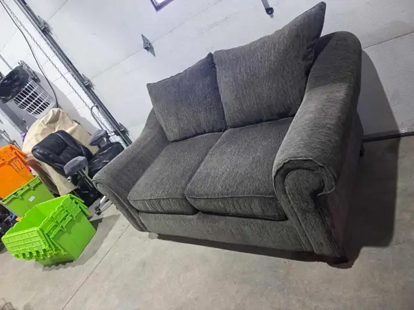 Dark Gray Fabric Loveseat