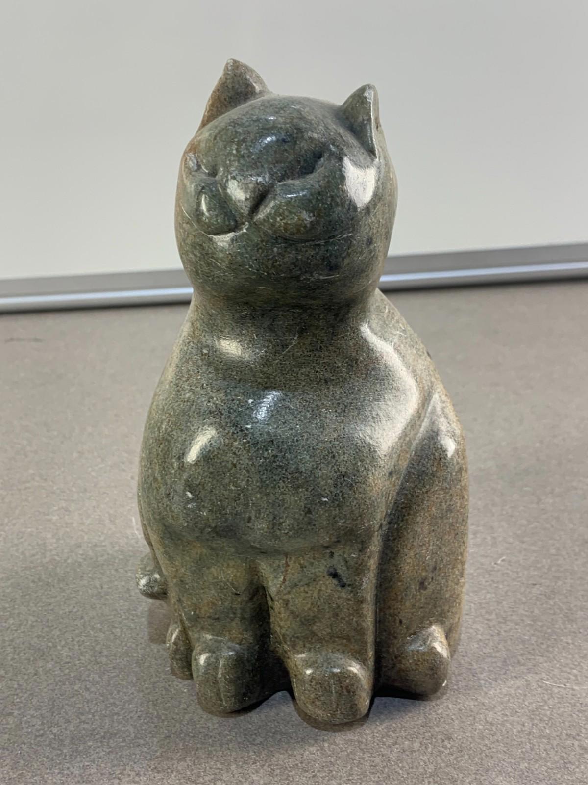 Hand carved Stone Cat Figurine in Soapstone