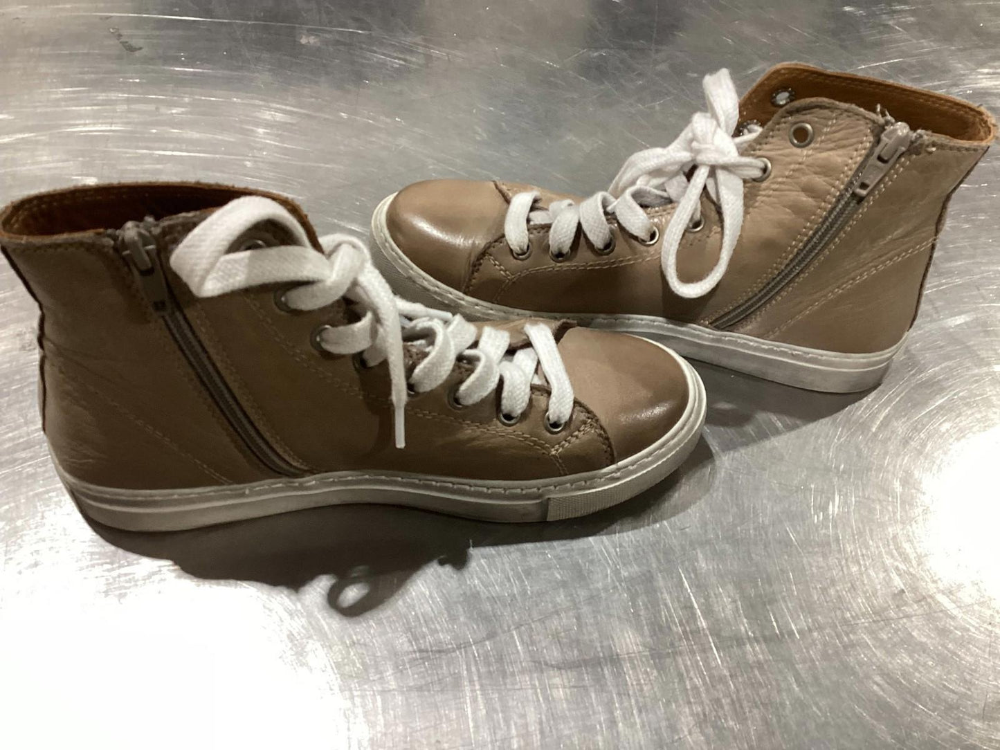 Brown Leather High Top Sneakers women