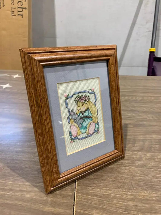 Framed Bunny Needlepoint