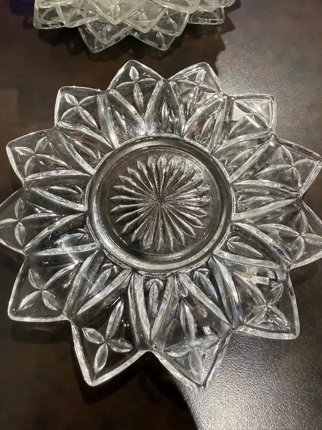 Crystal Glass Star Flower Saucer Dishes