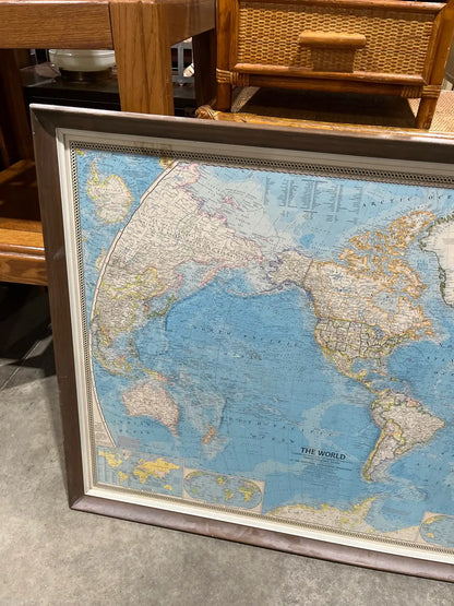 Vintage World Map Framed
