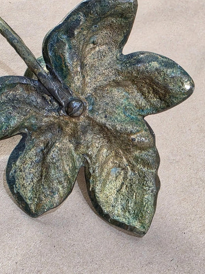 Vintage Early 20th Century Japanese Brass  Candle Holder, Lily Pad