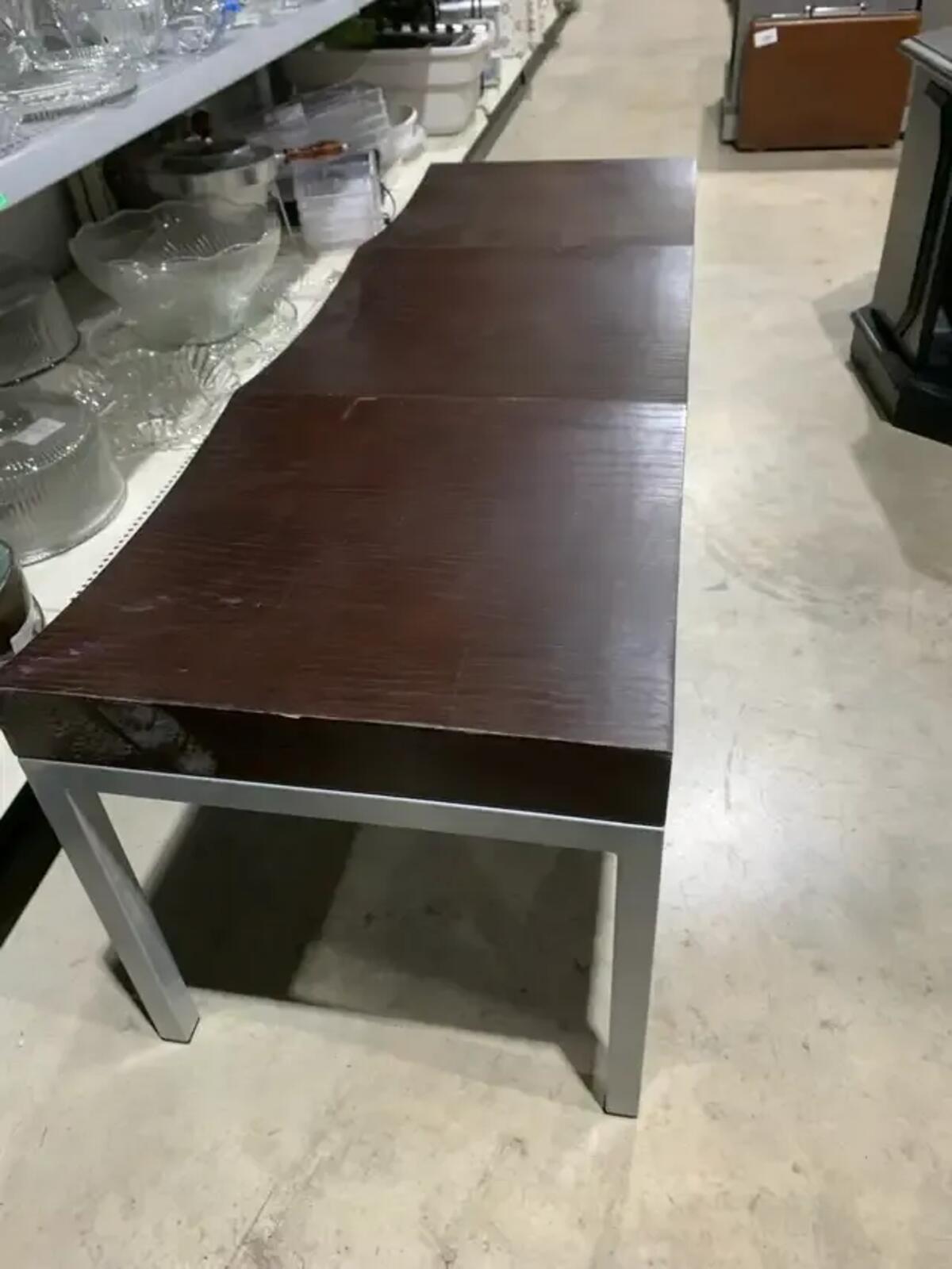 3 Seated Wooden Bench with Metal Legs