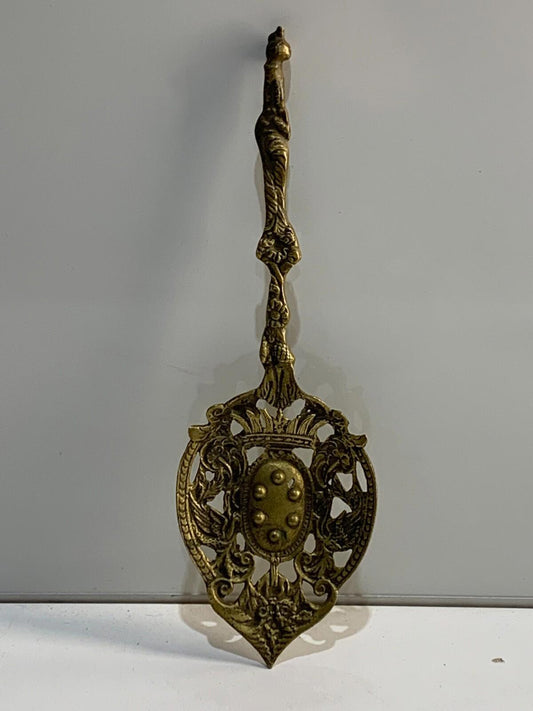 Bordini Italy Serving Spoon Ornate Medieval Knight Crown Lion