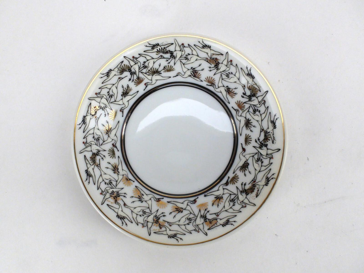 Vintage Set Of 5 China Bowls & Plates Made In Japan - Cranes & Gold Leaf