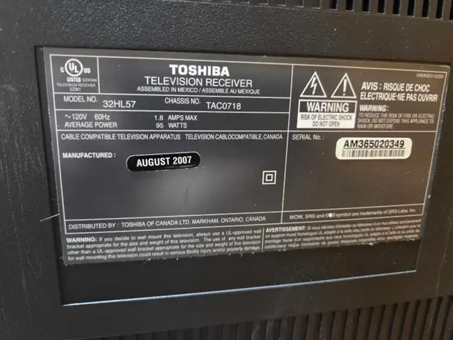 Toshiba 32" HDMI Television