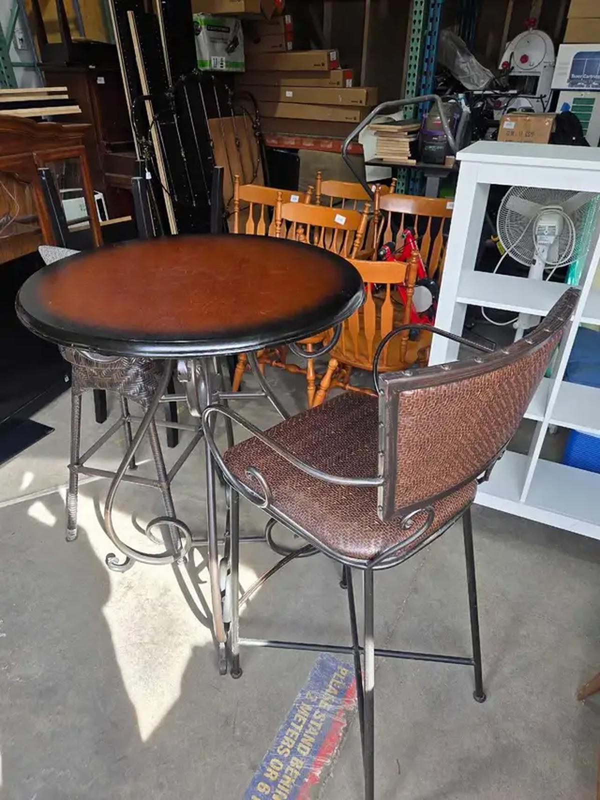 Pier 1 Pub Table with Mismatch Stools