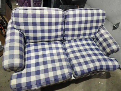 Blue Plaid Loveseat