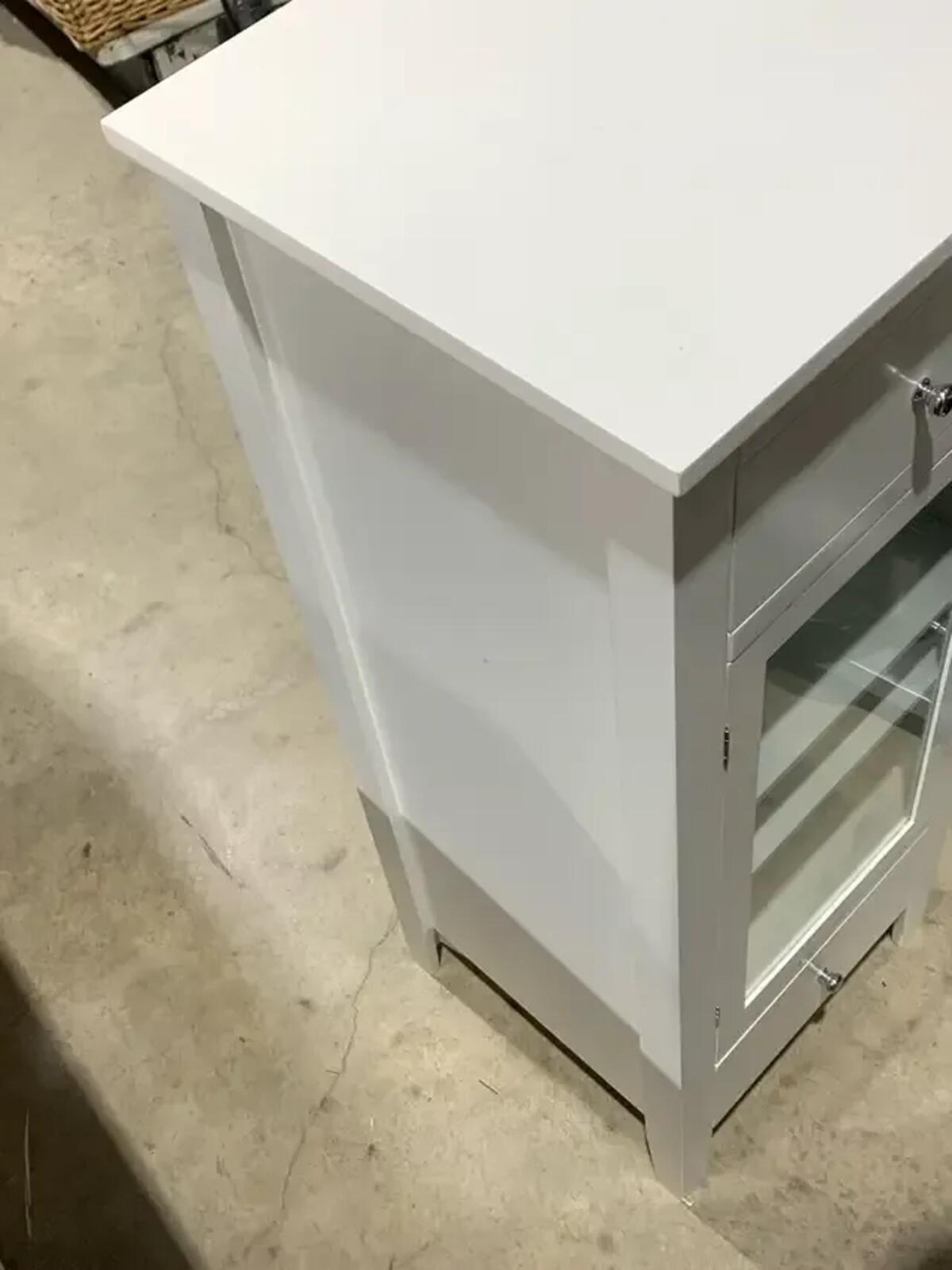 40” Tall White Bathroom Storage Unit