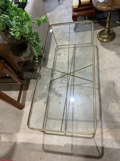 Metal and Glass Coffee Table with gold industrial style