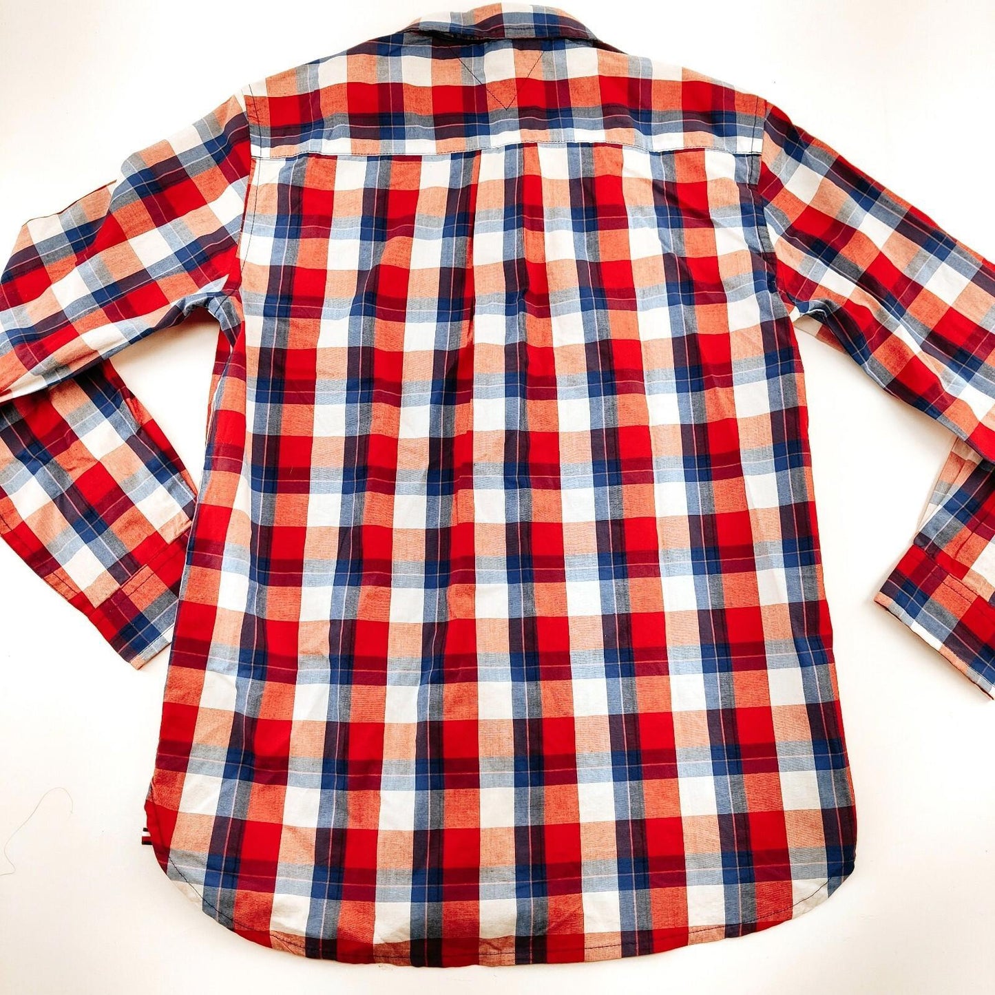 NWT Tommy Hilfiger Youth Button Down Blue and Red Plaid Shirt Size L (12-14)