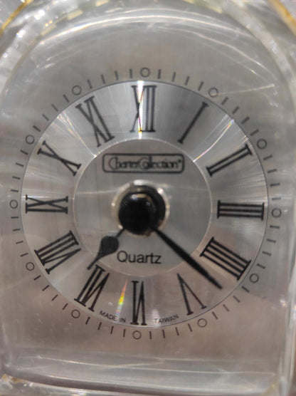 Vintage Charter Collection By Quartz Clock Crystal Mantle Desk 9"