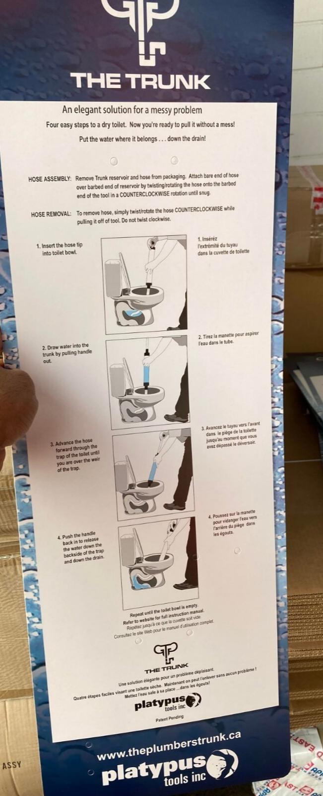 Platypus Tools Inc. The Trunk Hand Snake and Water Removal Tool | Toilet Drainer