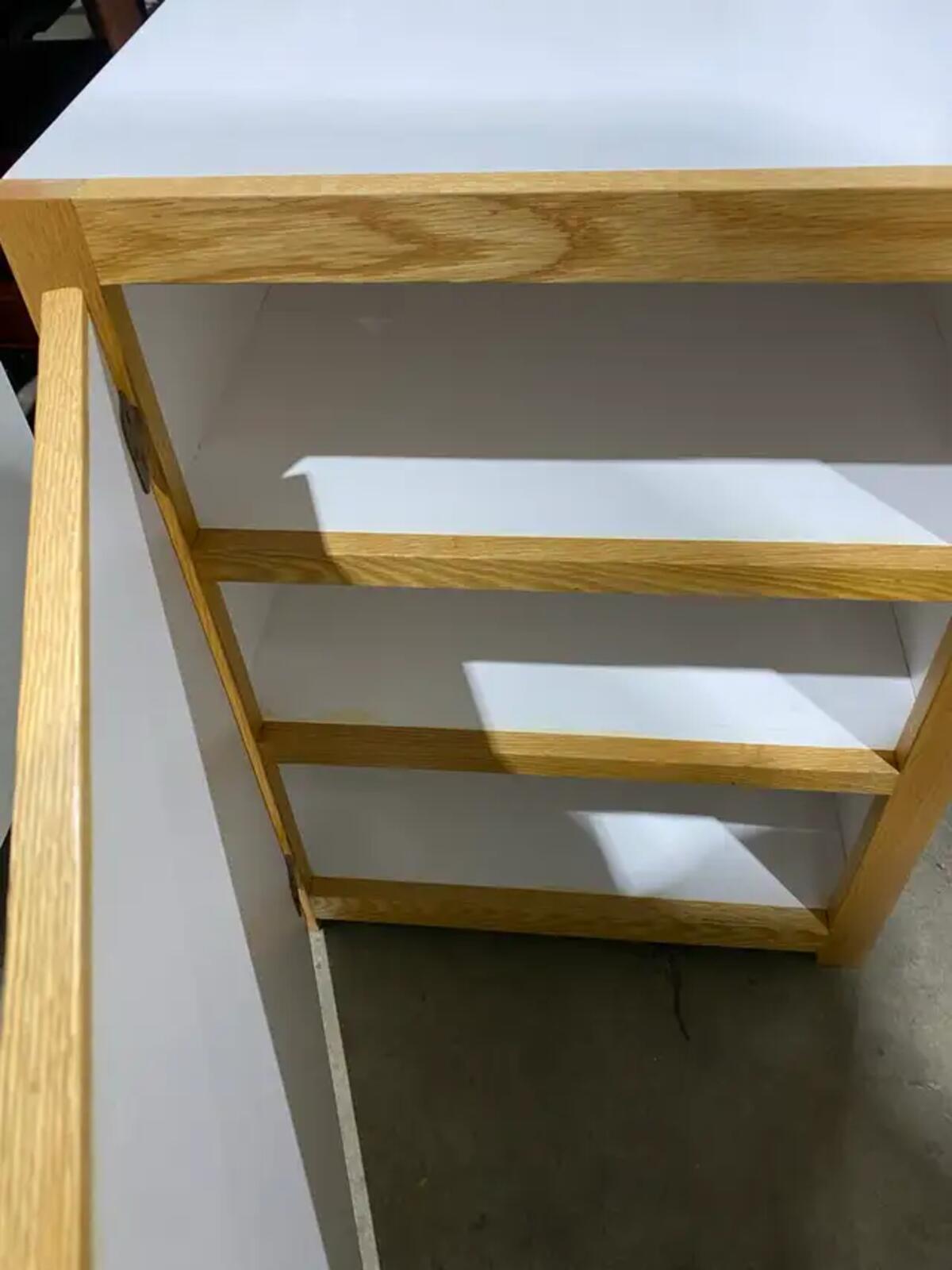 Mid-Century Accent Cabinet – White & Oak Finish