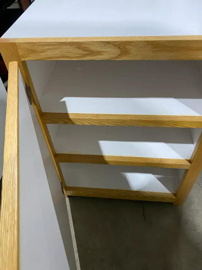 Mid-Century Accent Cabinet – White & Oak Finish