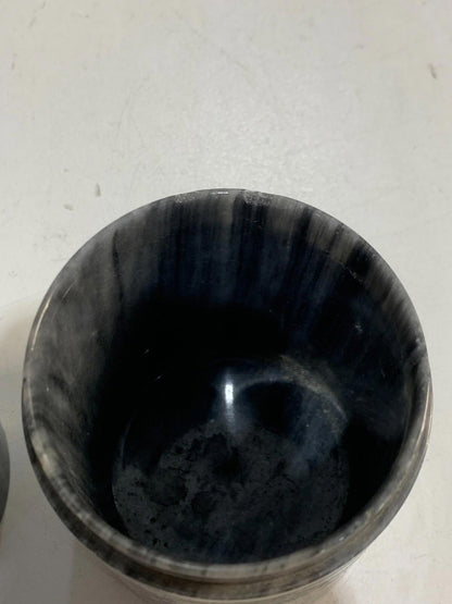 Vintage Collectible Black & White Carved Marble Jar