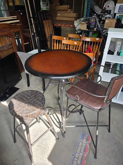 Pier 1 Pub Table with Mismatch Stools