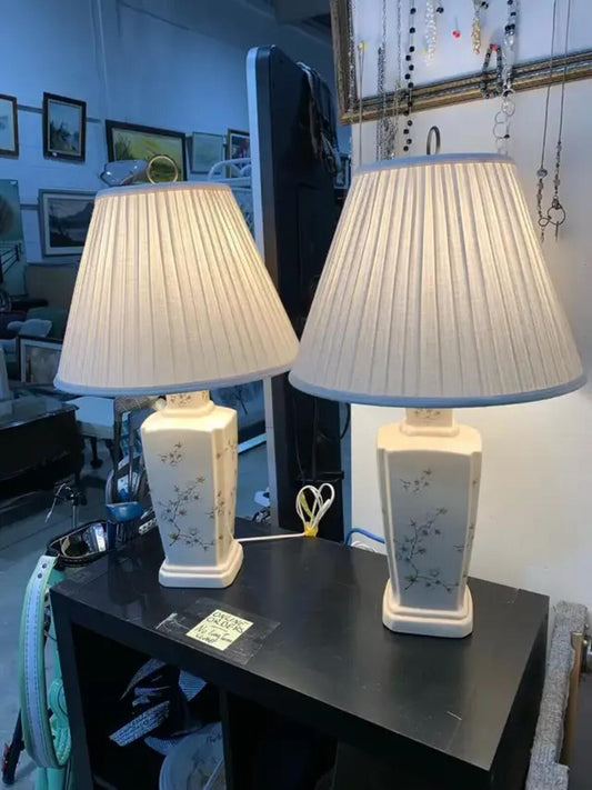 Vintage Ceramic Floral Table Lamps - 2 available