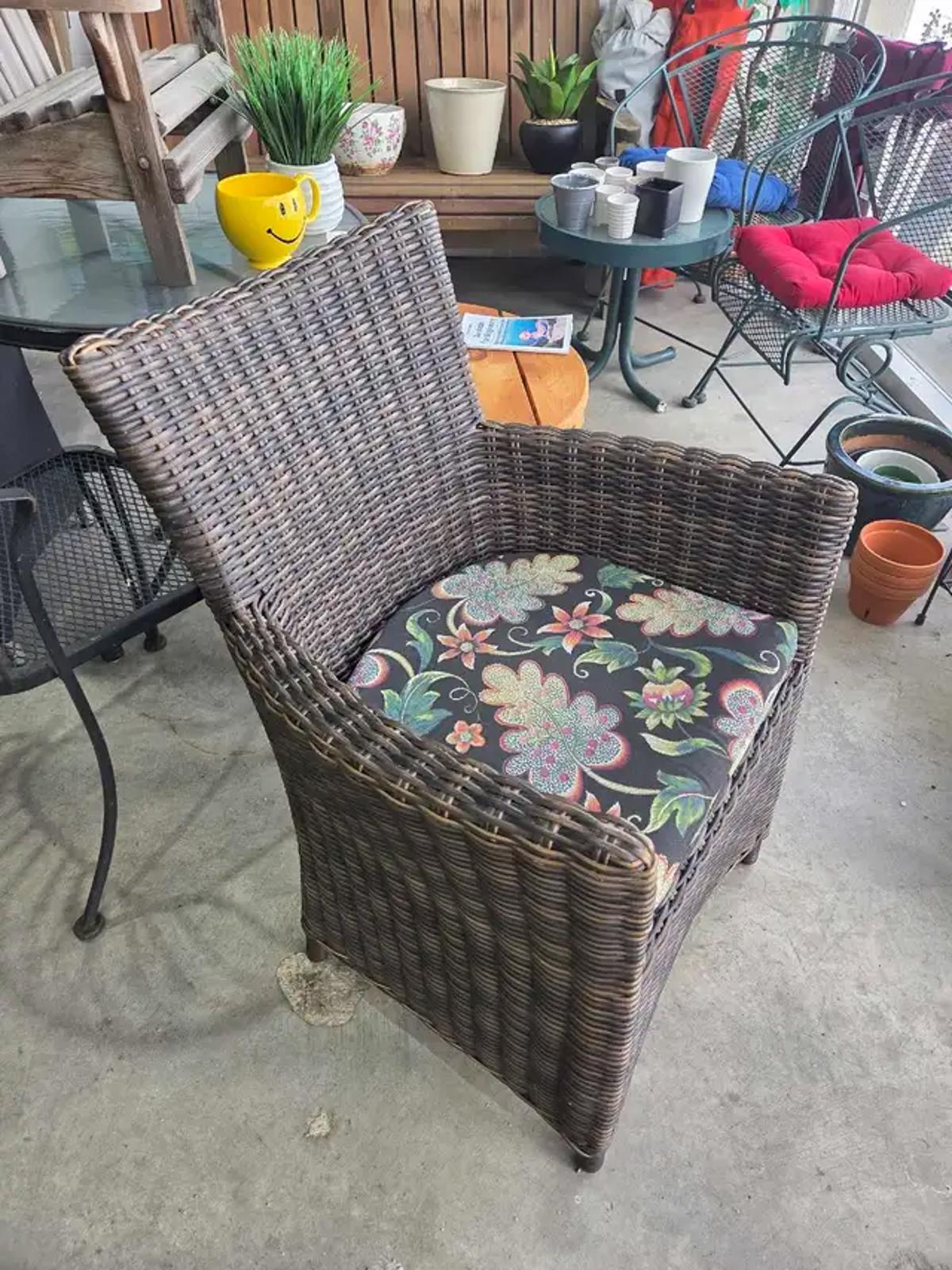 Canvas Faux Wicker Patio Chair