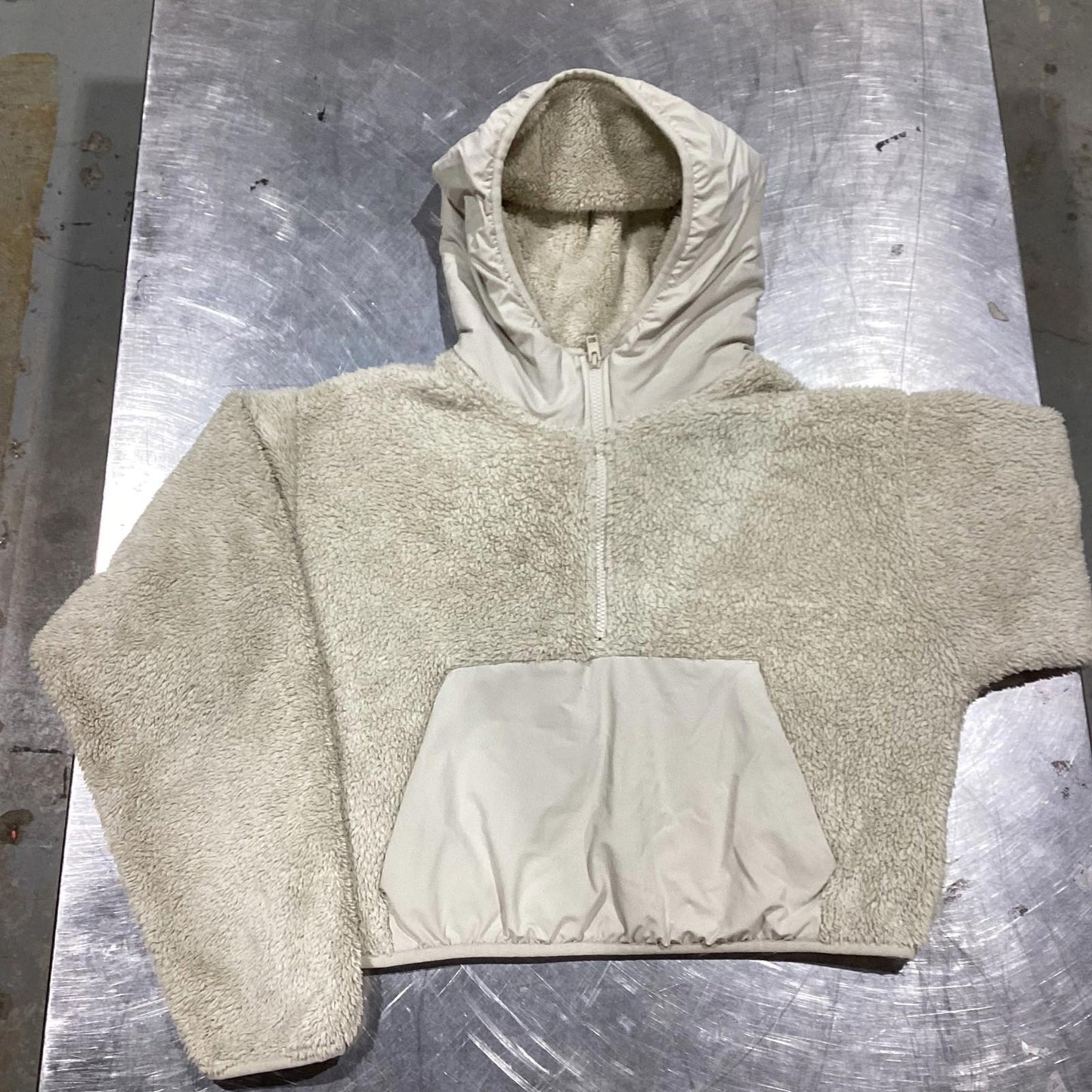 Tna Cozy Sherpa Half-Zip Hoodie Jacket Beige Size S