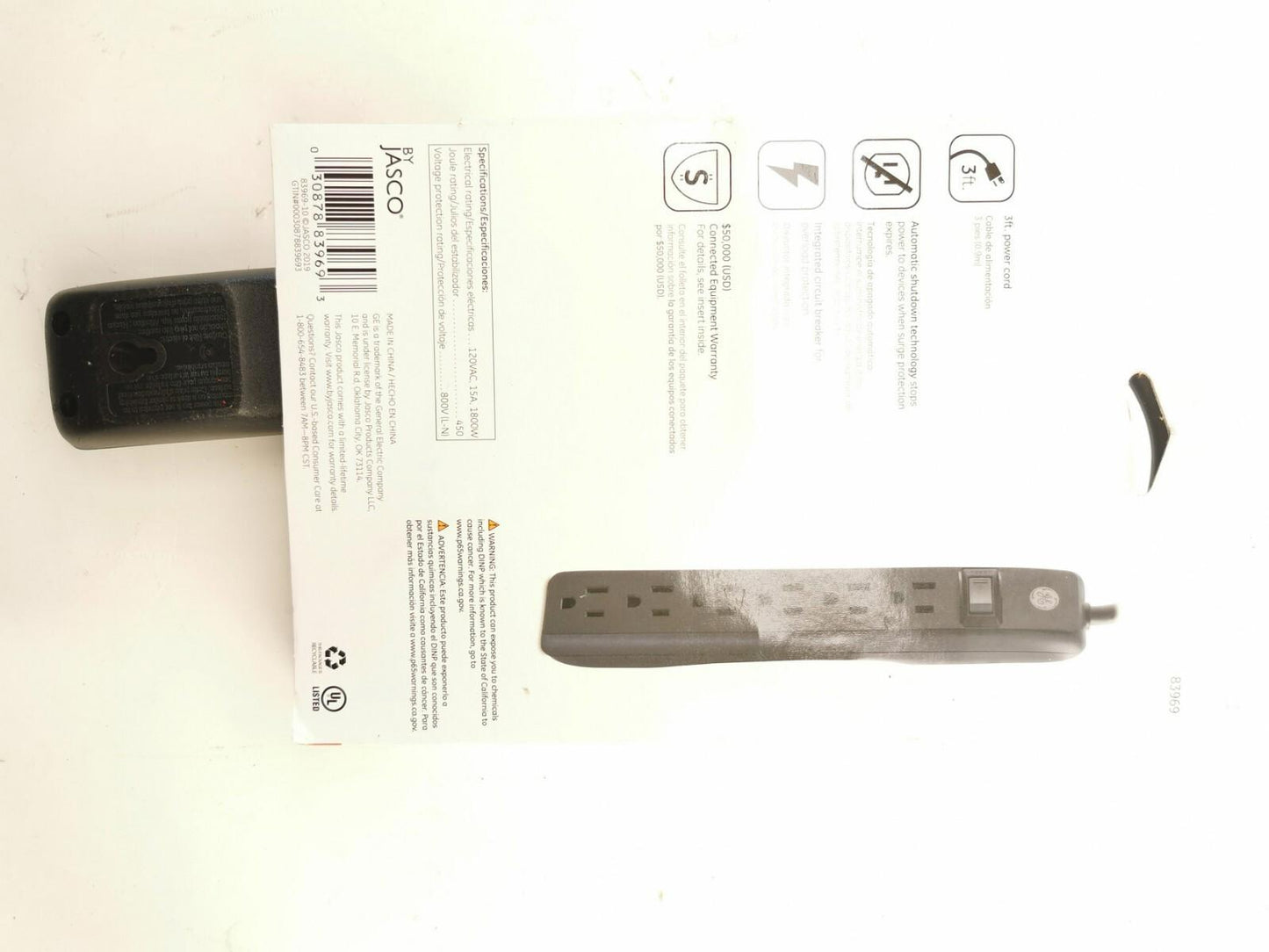 Jasco Surge Protector 6 Protected Outlets, 3ft Cord Length