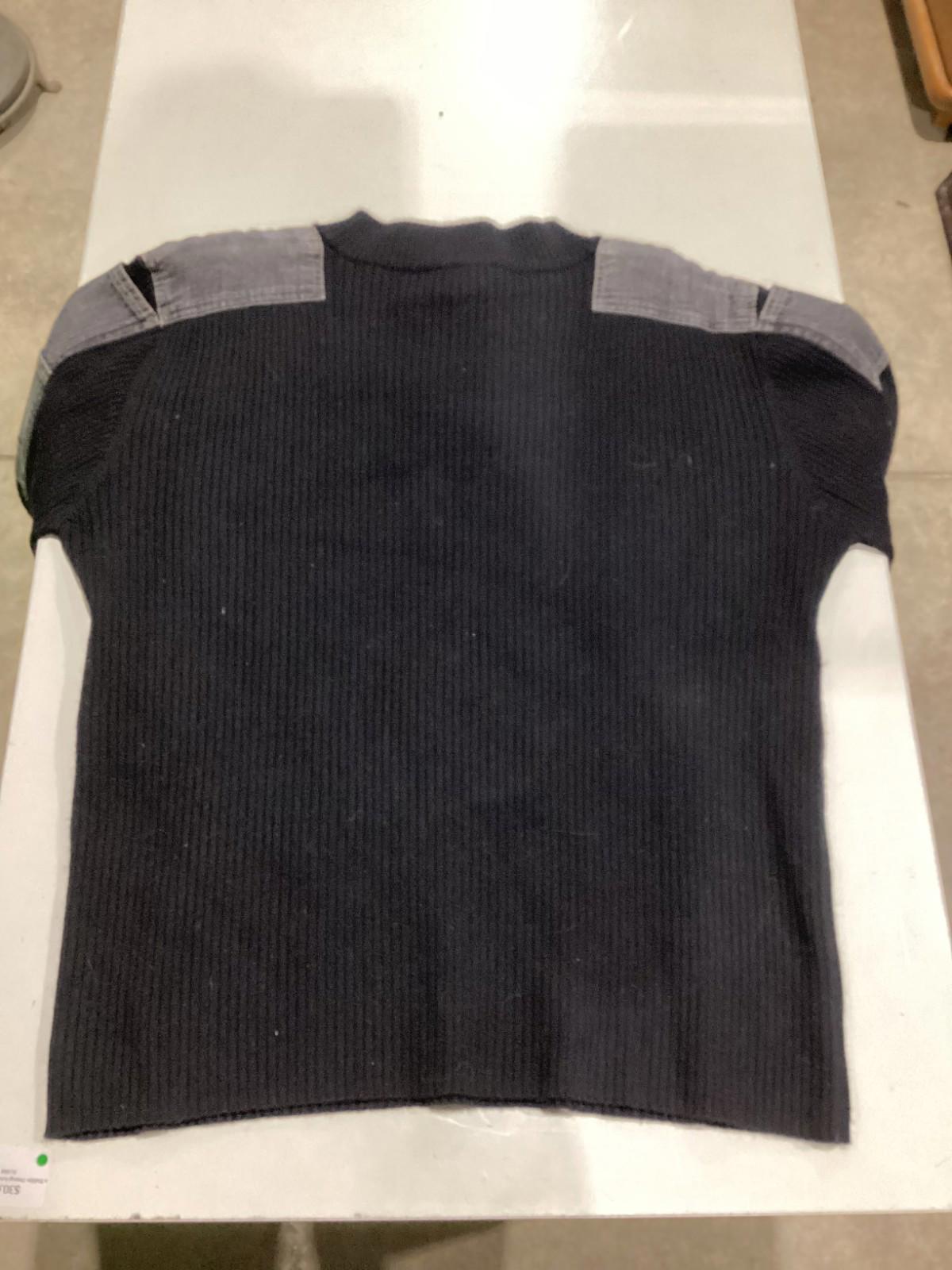 Black Sweater With Denim Details on the Shoulder