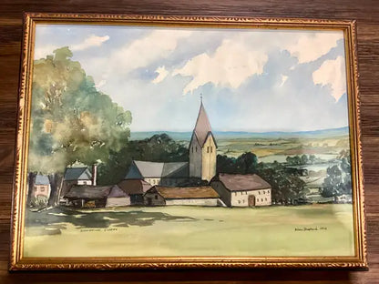 Water Color Painting Rural Landscape