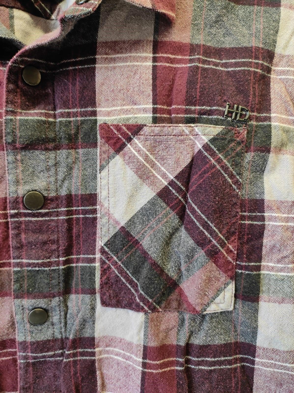 Harley Davidson Genuine MotorClothes Flannel Long Sleeve Shirt Red Gray Size XL