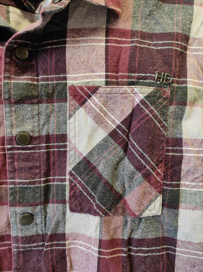 Harley Davidson Genuine MotorClothes Flannel Long Sleeve Shirt Red Gray Size XL