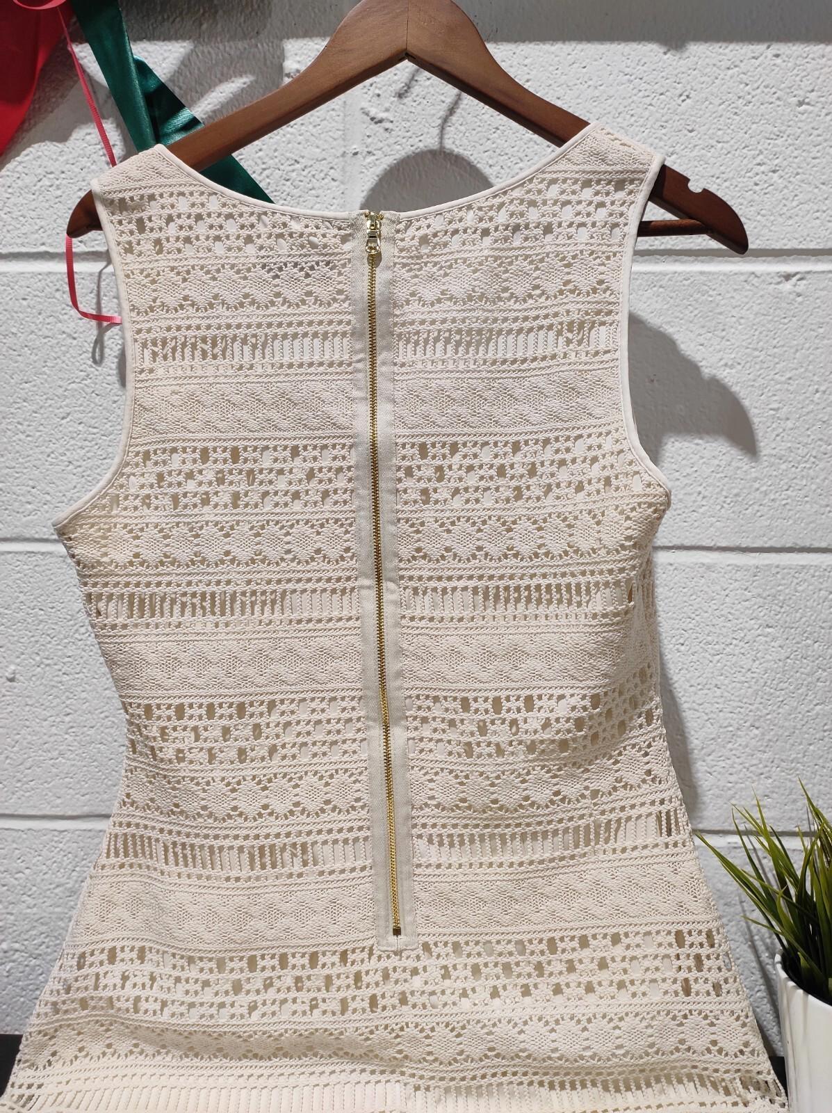 Robe Guess Diego pour femme, taille S, ivoire crème, longue en crochet, idéale pour l’été et la plage