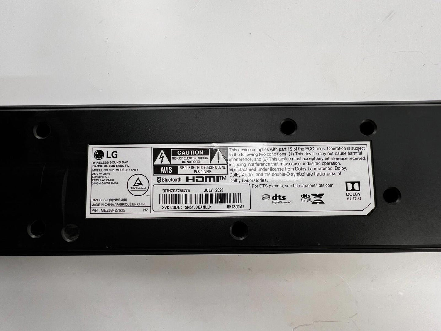 LG SN6Y Wireless Soundbar - FOR PARTS/REPAIR
