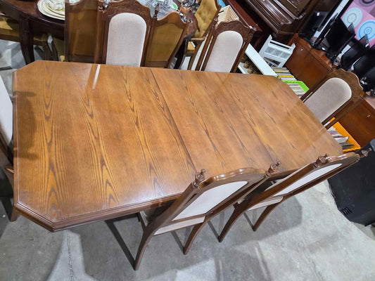 Wooden Dining Table & 6 Chairs Extendable Set