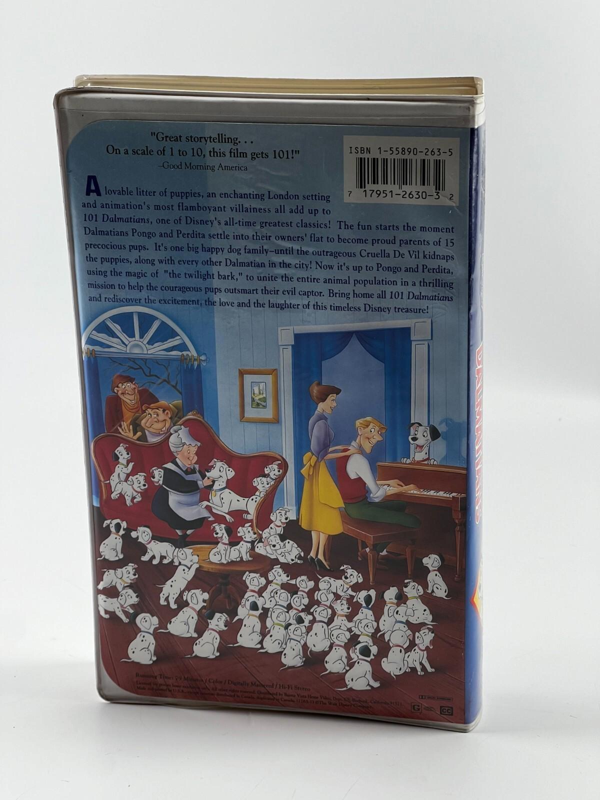 Rare WALT DISNEY CLASSIC 101 Dalmatians (VHS, 1992, Black Diamond Edition) #1263
