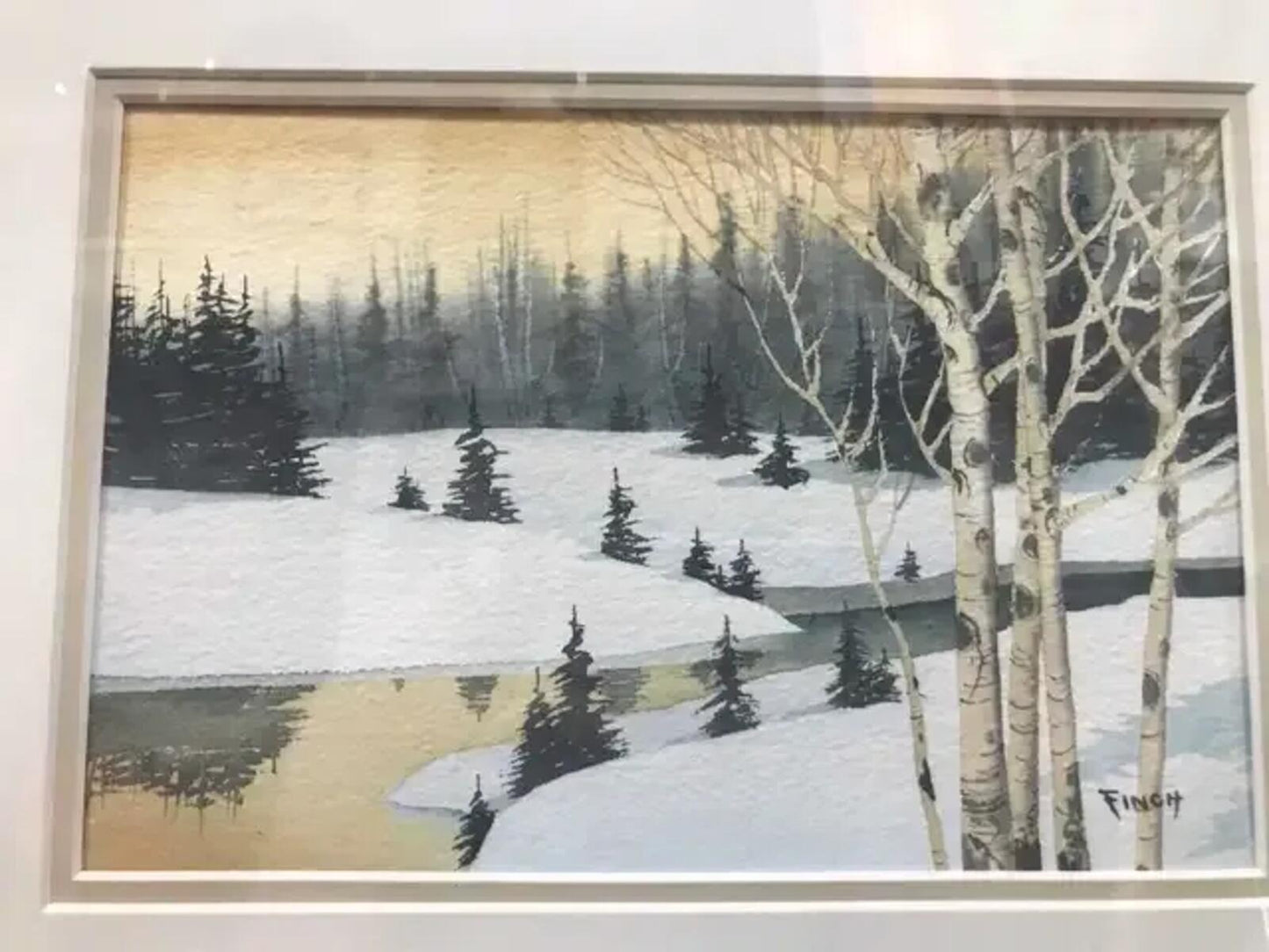 Winter Landscape Ron Finch Watercolour Painting 22x12