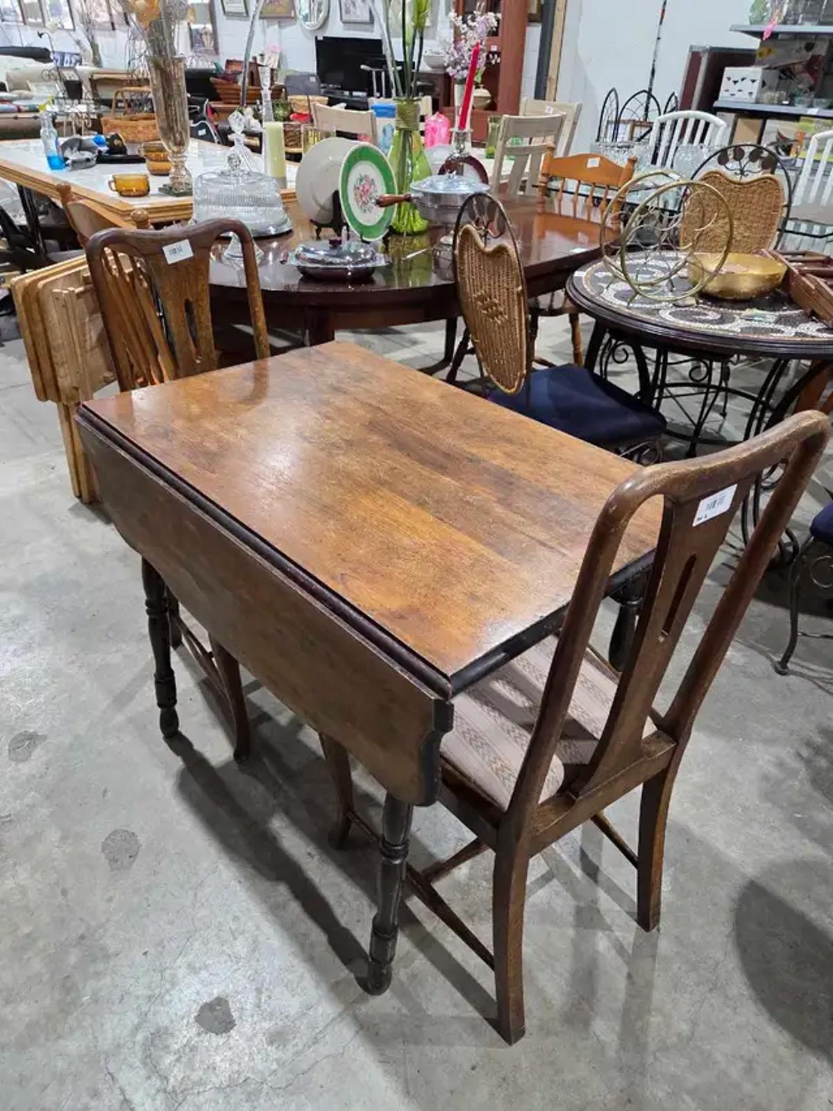 Vintage Drop Leaf Dining Table and 2 Chairs