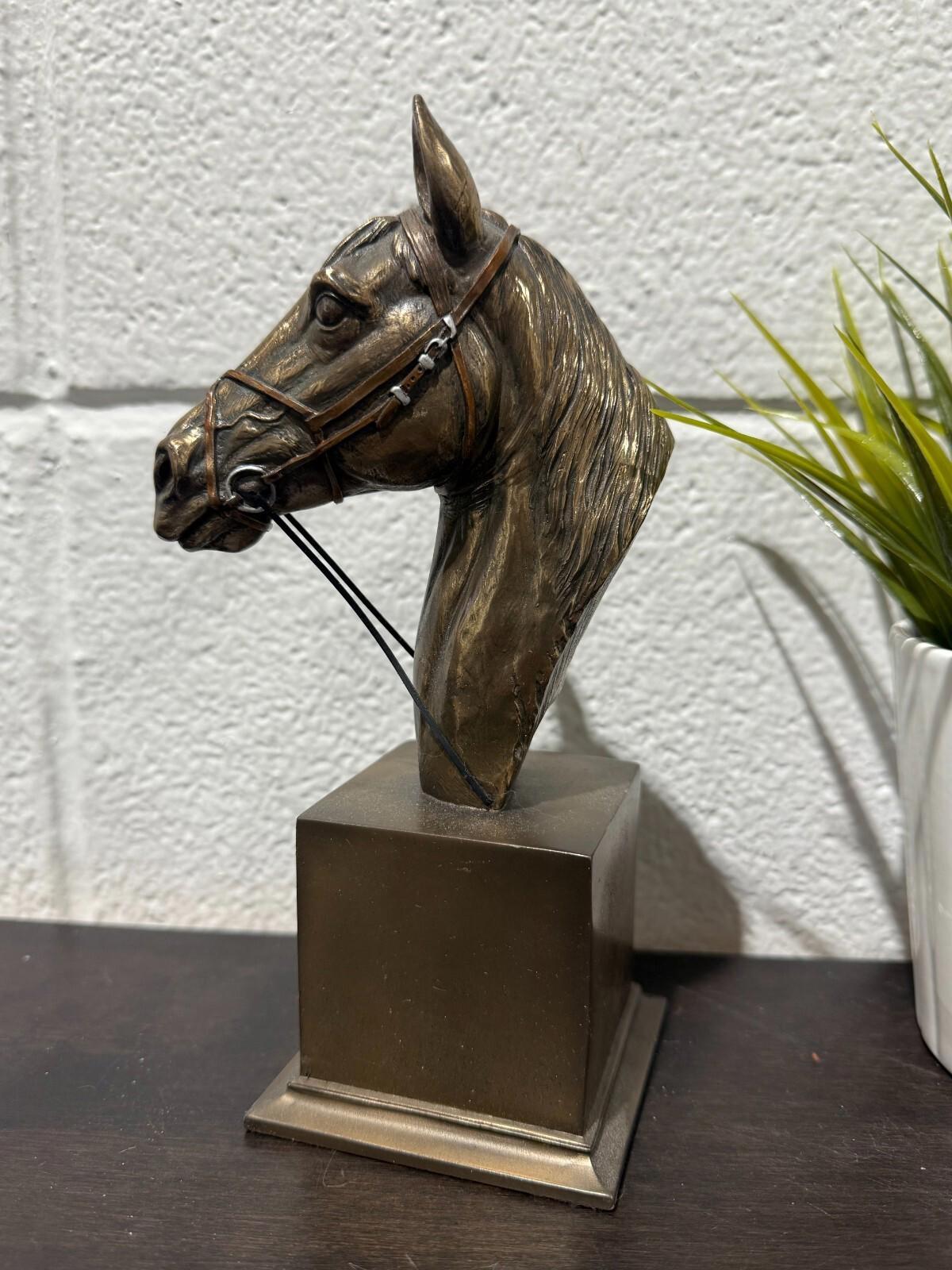 Veronese Design Stunning Bronze Finish Thoroughbred Horse Bust statue