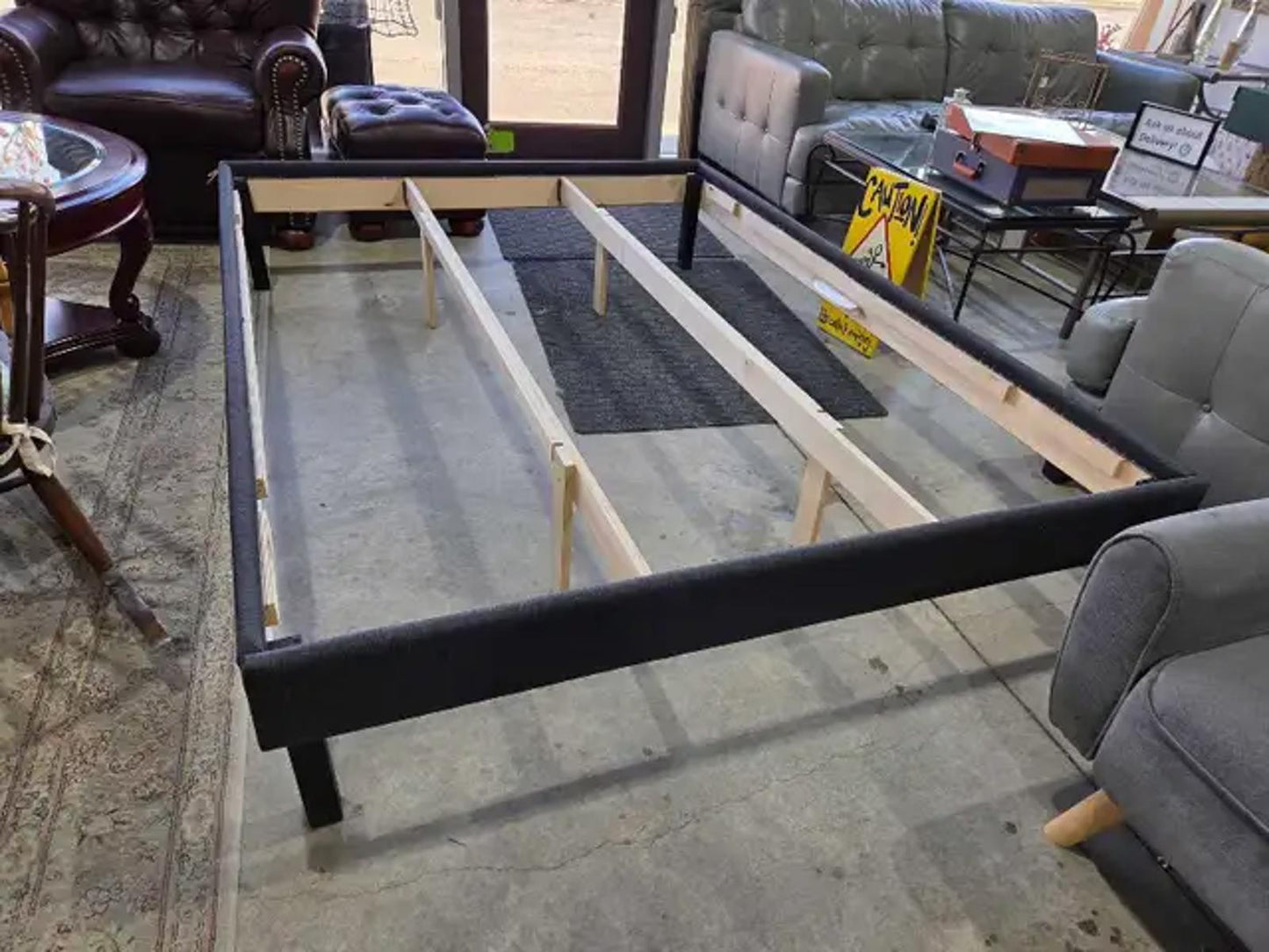 Fabric Upholstered Platform Queen Bed Frame