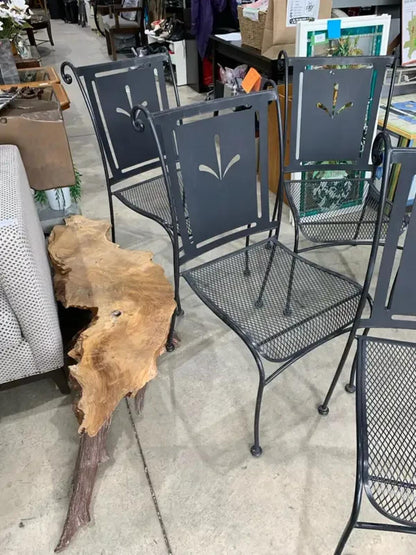 Mid-Century Wrought Iron Patio Chairs - set of 4