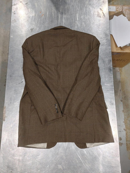 Excellent Condition Nautica 100% Wool Men's Plaid Brown Suit Jacket Chest 24in