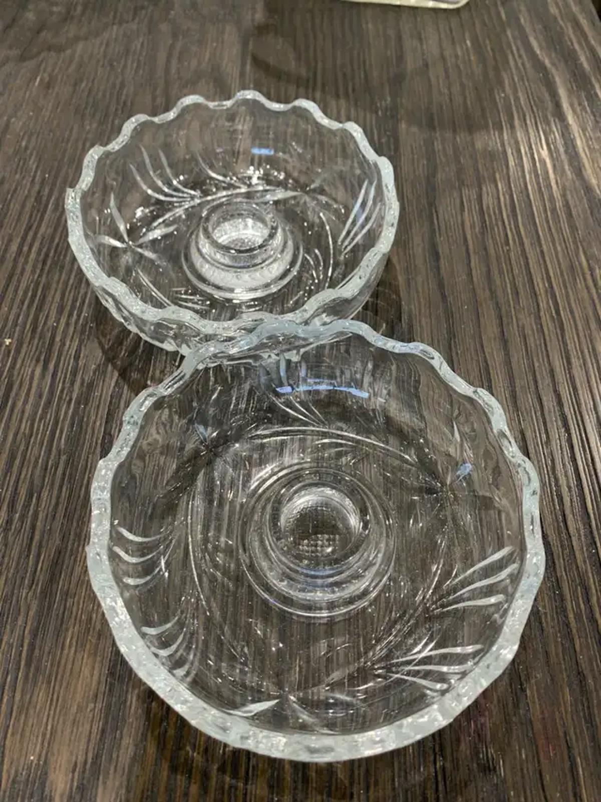 Crystal Candle Holders with abstract botanical details