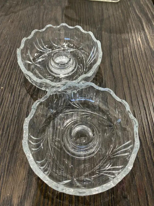 Crystal Candle Holders with abstract botanical details