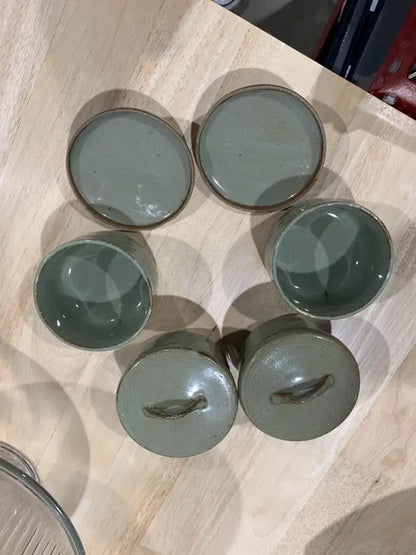 4 Small Stoneware Pots