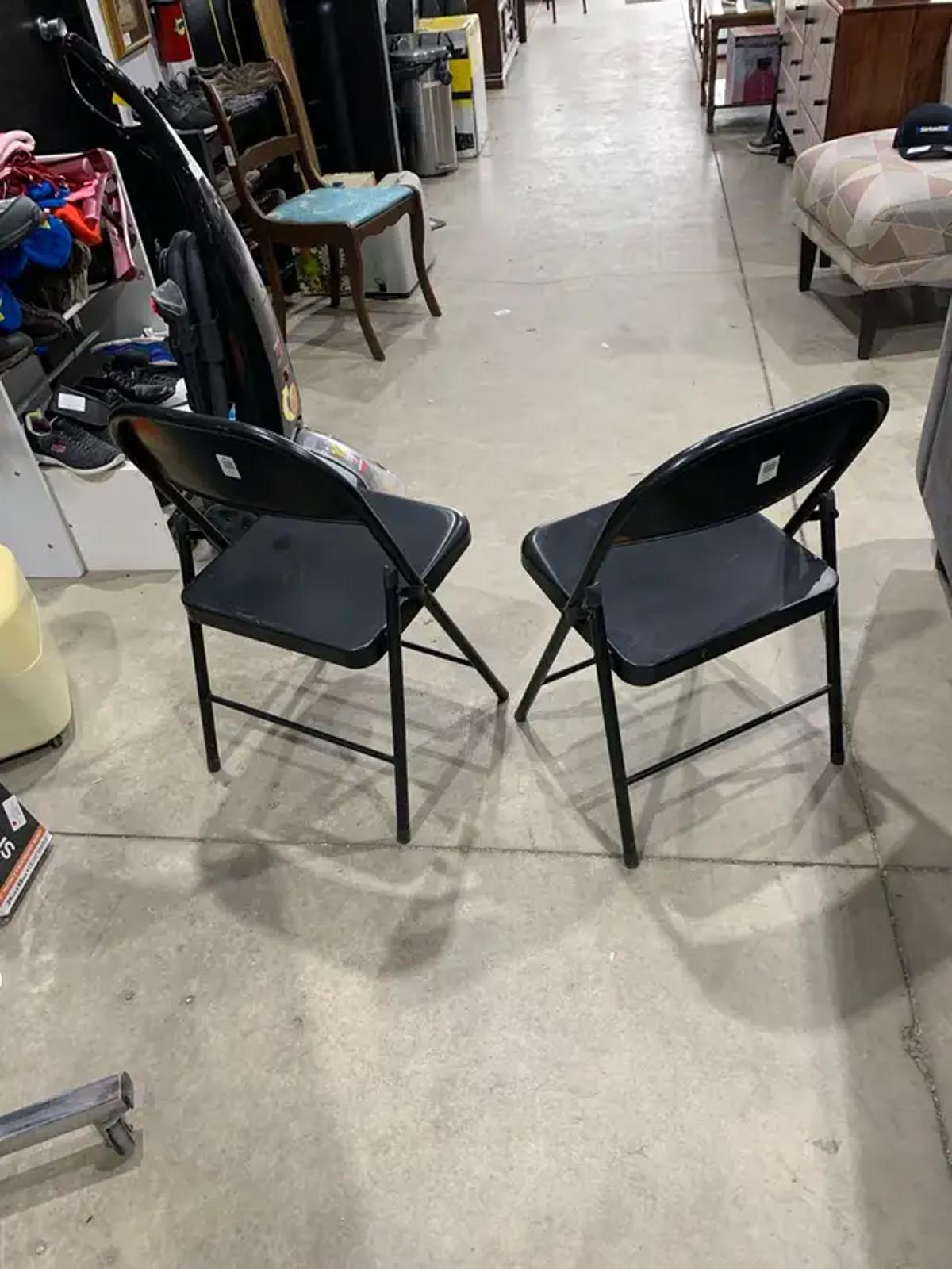 Black Metal Folding Chair - set of 2